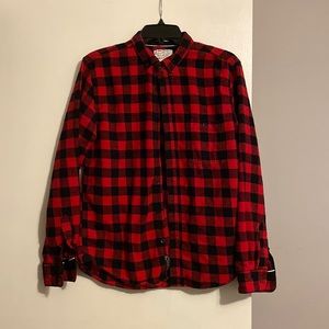 Denim & Flower Men’s Red and Black Plaid Flannel Shirt